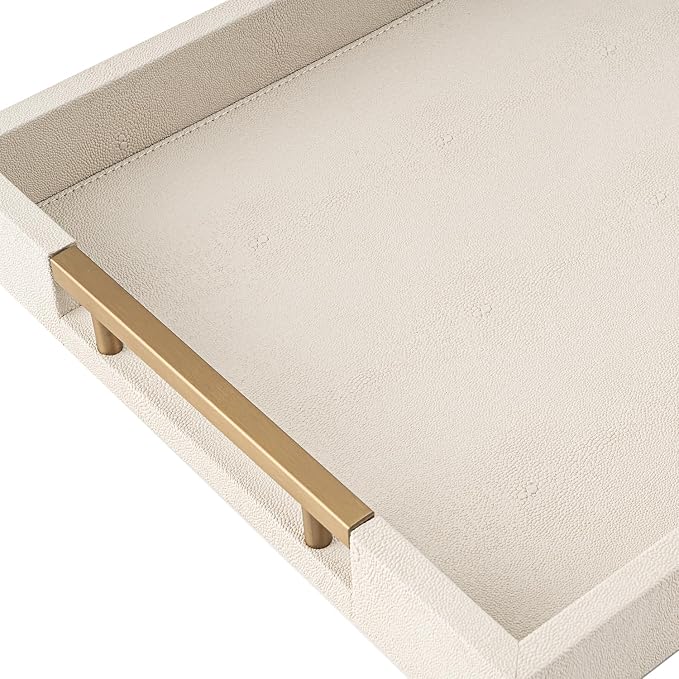 Beige Faux Leather Serving Tray - Image 4