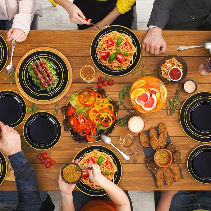 GATHER 700PCS Black Plastic Plates 100 Guest - Image 5