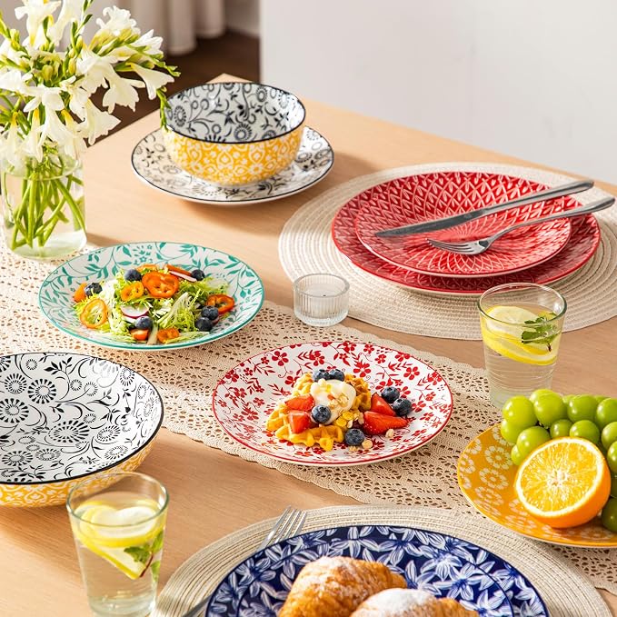 vancasso 8.25" Vintage Ceramic Salad Plates Set of 6, Muted | Microwave - Image 7