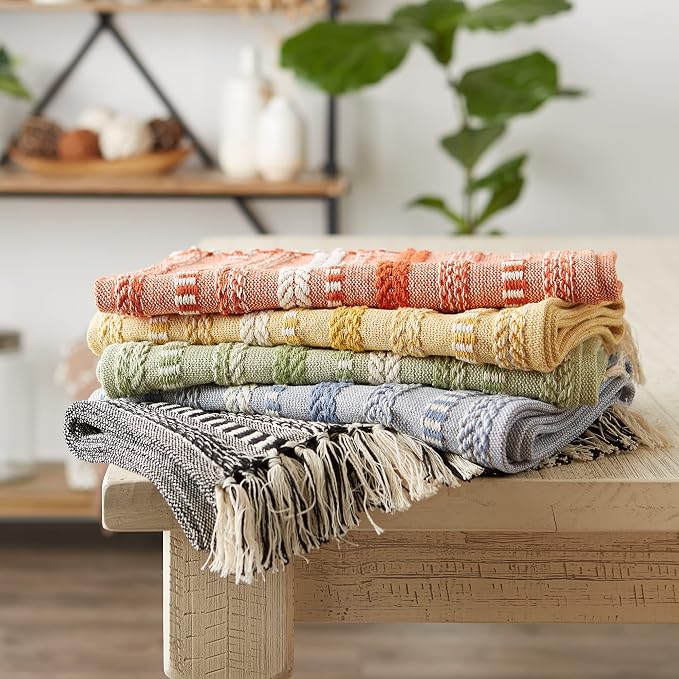 DII Farmhouse Braided Stripe Table Runner Collection, Honey Gold - Image 7