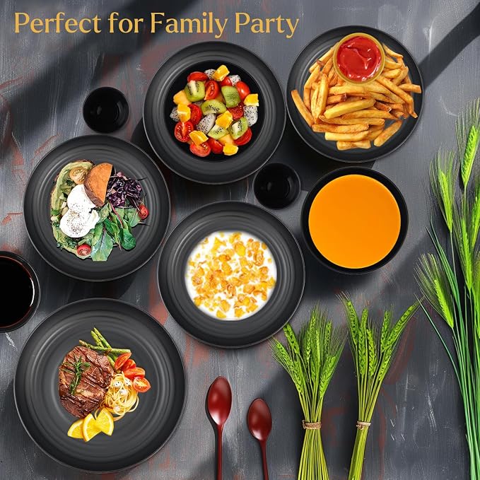 Wheat straw dinnerware sets of 16-10 inches plates, 26oz bowls, 2oz dipping - Image 6