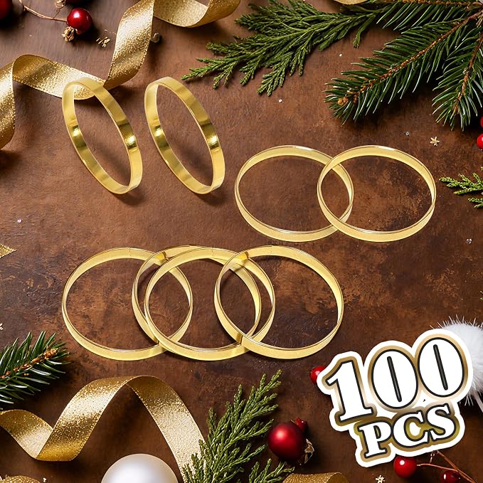 100 Pcs Gold Napkin Rings Bulk, Exquisite Round Napkin Ring Buckles, Suitable - Image 7