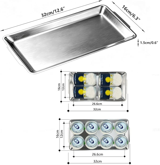 12.6" x 6.3" Dessert Tray Pastry Tray Set of 3, Stainless Steel Heavy-Duty - Image 3