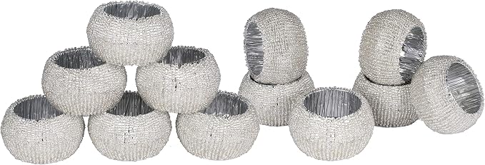 Lightnpro Beaded Napkin Ring Set of 12 by Lightnpro