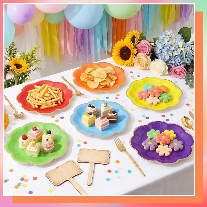 60 Pcs Colorful Paper Plates, 7 In Disposable Dessert Plates - Image 4