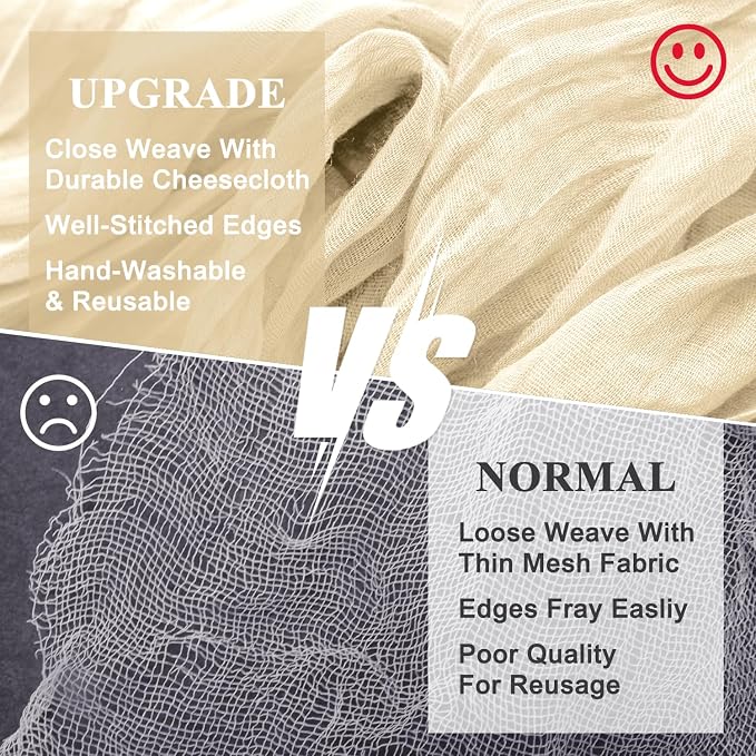 Cheesecloth Table Runner Beige 10FT Boho Gauze Runner, 12 Pack | 120 Inch - Image 4