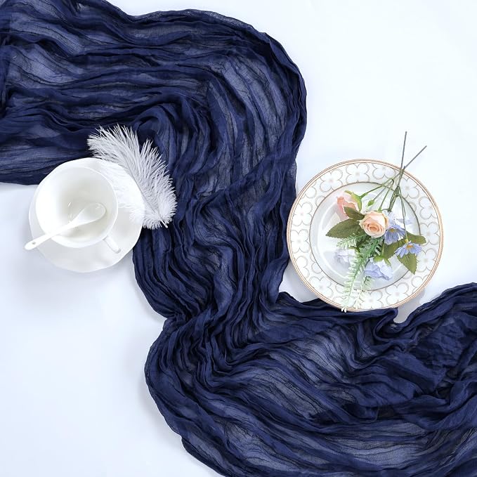 6 Pack Navy Blue Cheesecloth Table Runner 35 x 120 Inch | Boho Gauze Cheese - Image 6