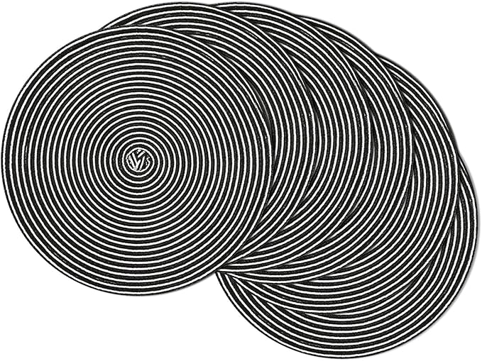 SHACOS 15 inch Round Braided Placemats Set of 6 Non Slip Washable Fabric by SHACOS