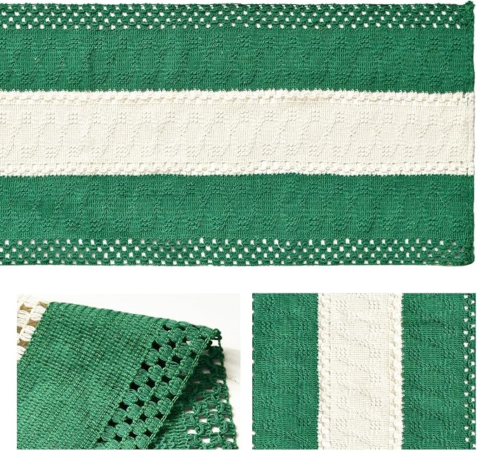 Artoid Mode Emerald Green Farmhouse Woven Table Runner 12x36 Inch | Holiday - Image 6
