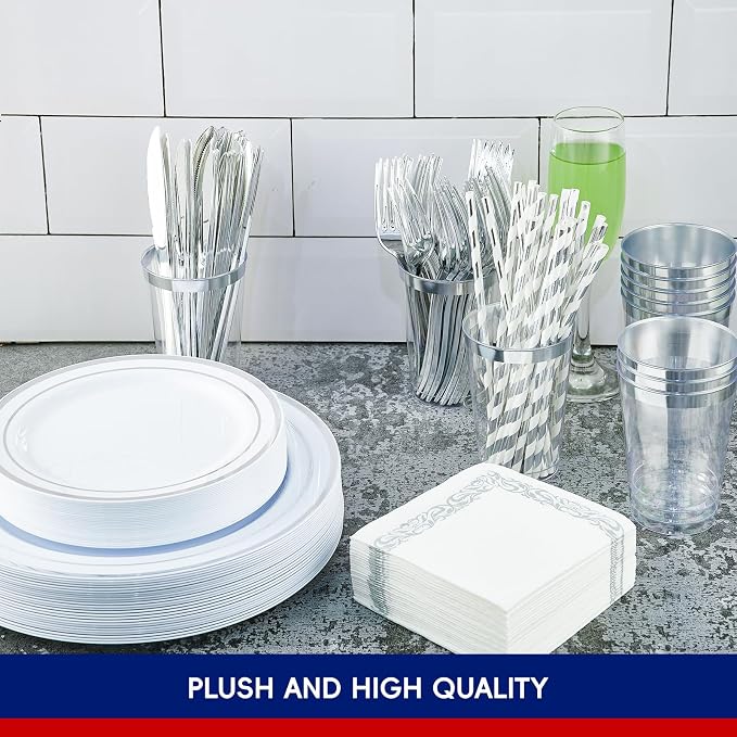 25 Guests Plastic Plates Set - Image 6