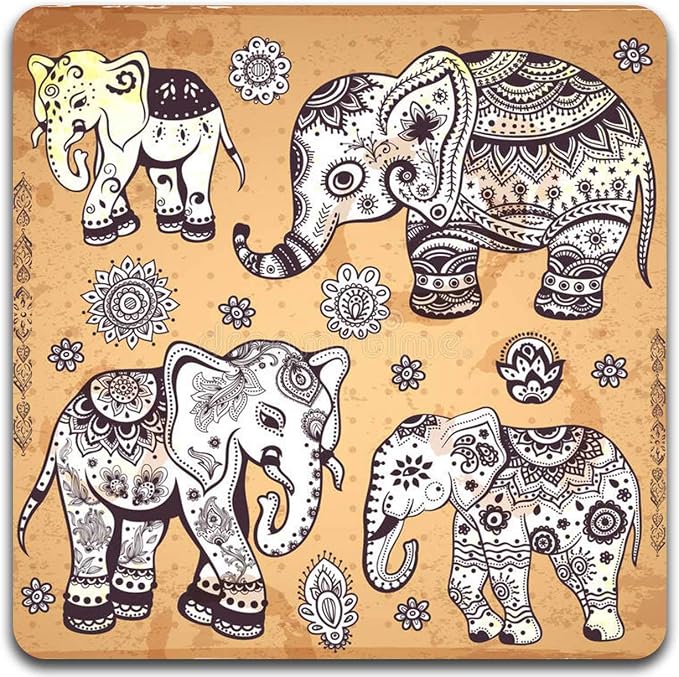 Personality Elephant Square Coaster Set - Image 4