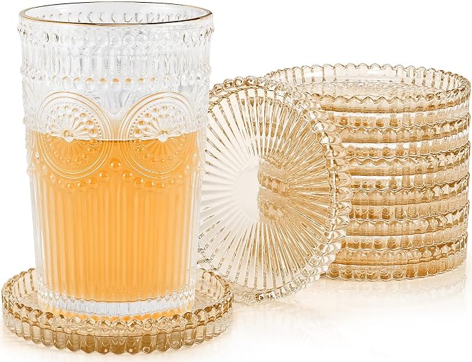Modern Clear Glass Coasters Set of 8, Cute Coasters Table Mats by GOHDODD