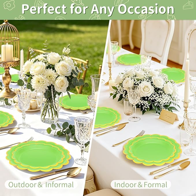 50 Pcs Lime Green Paper Plates - Image 7