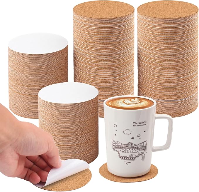 500 PCS 3.74 Inch Round Self-Adhesive Cork by Geytetqi