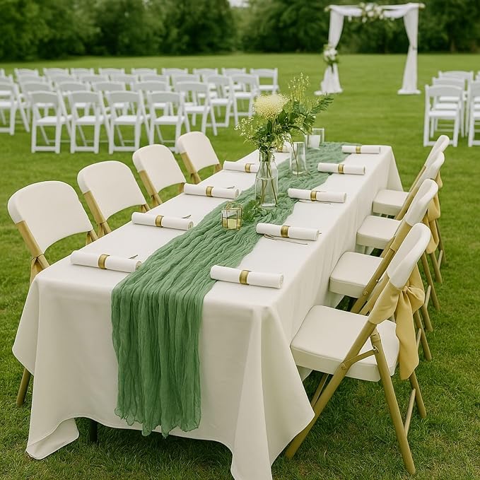 10FT Sage Green Cheesecloth Table Runner – 120 Inch Gauze Table Decor - Image 7