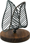 OwlGift Freestanding Modern Napkin Holder w/Golden Turquoise Wrought Iron Leaf by Owlgift