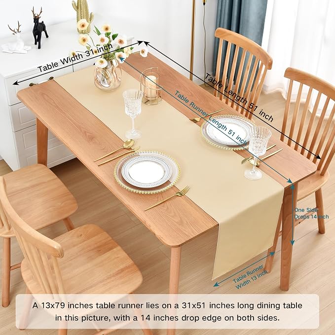 Faux Linen Table Runner Water Resistant 13 x 60 in, Coffee Table Runner - Image 2