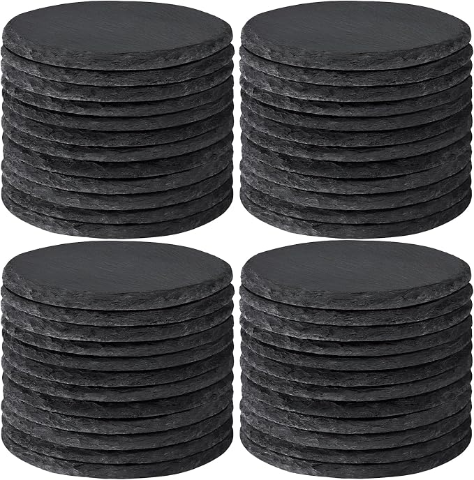 48 PCS Round Slate Drink Coasters Bulk by MAPRIAL