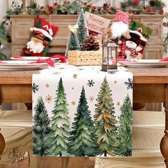 Christmas Table Runner 13x48 Inch, Xmas Tees Snowflakes Holiday Decorative - Image 4