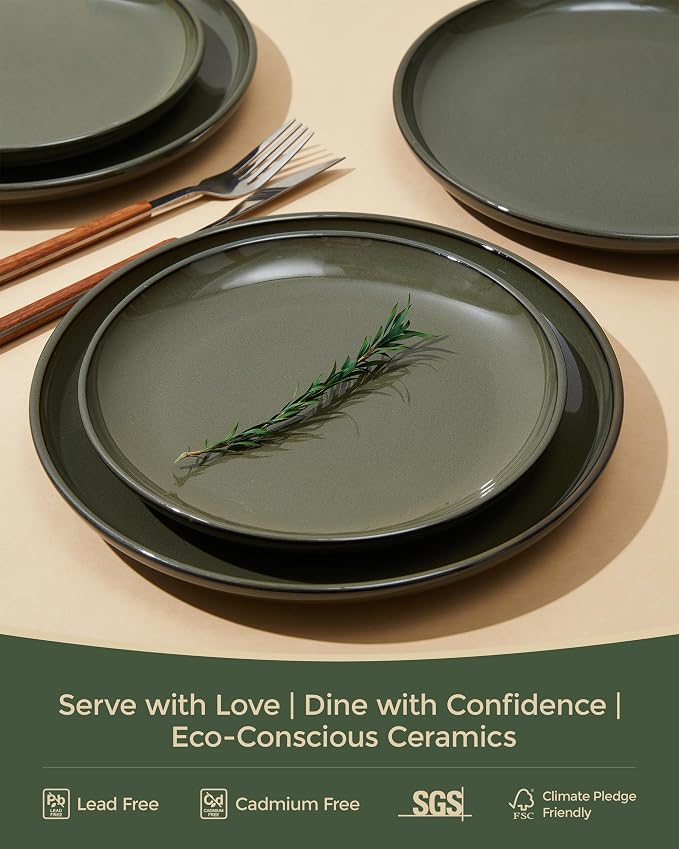 24 Piece Dinnerware Set for 8, Santorini Mist Terracotta Plates and Bowls Sets - Image 6