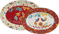 Bico Red Spring Bird 16 plus 14 inch Oval Platters Set, Microwave and by Bico