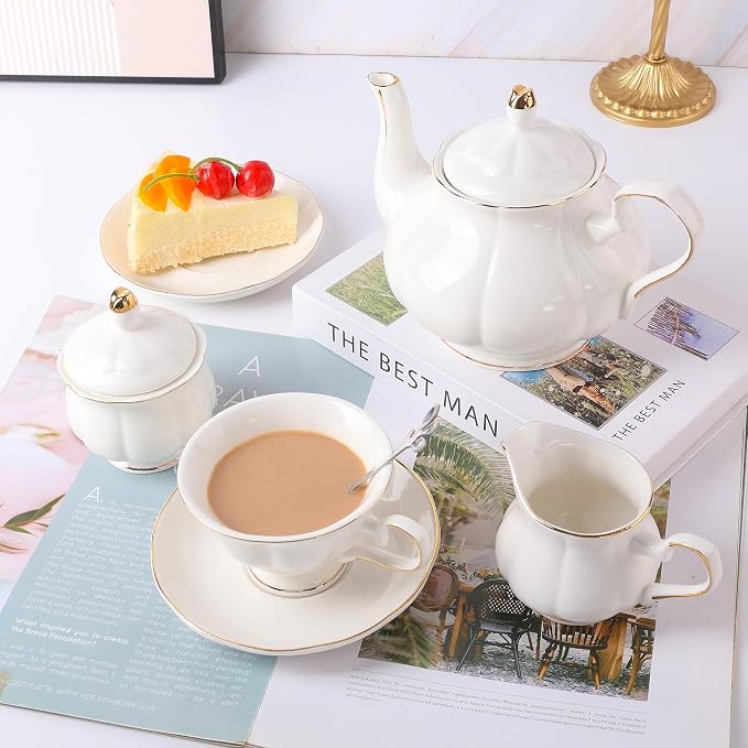 CHENP.HMC Tea Set 22-Piece Porcelain Ceramic Coffee | Tea Gift Sets Cups Saucer - Image 5