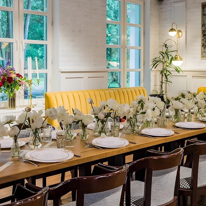 210 Pcs White Gold Plates for Party | White Party Plates Set for 30 Guests - Image 2