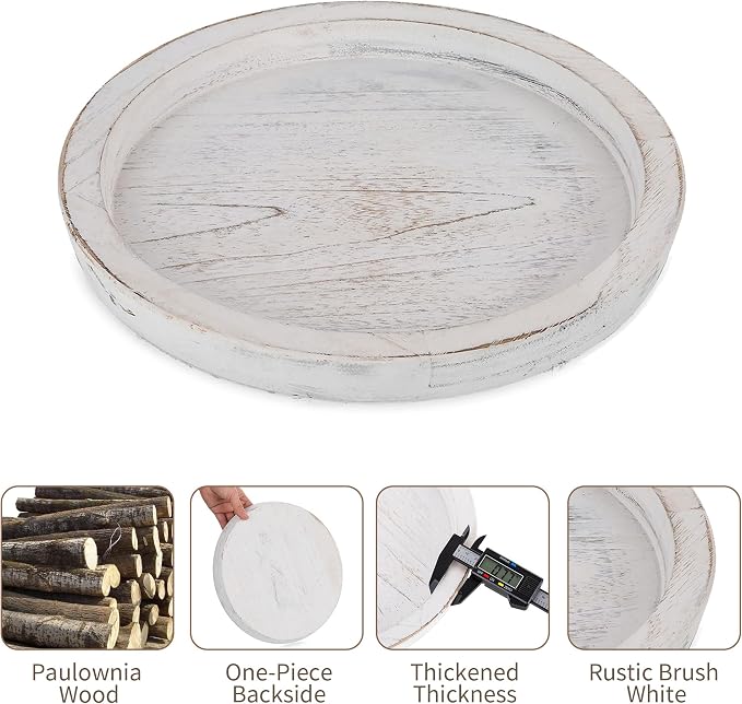 Hanobe Wooden Coffee Table Serving Tray, Farmhouse Candle Holder | 2pc Table - Image 5