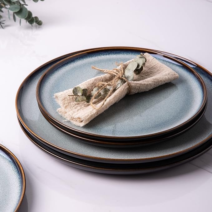 LERATIO Ceramic Dinner Plates Set of 4, 10.5 Inch Reactive Glaze Plate Sets | - Image 5