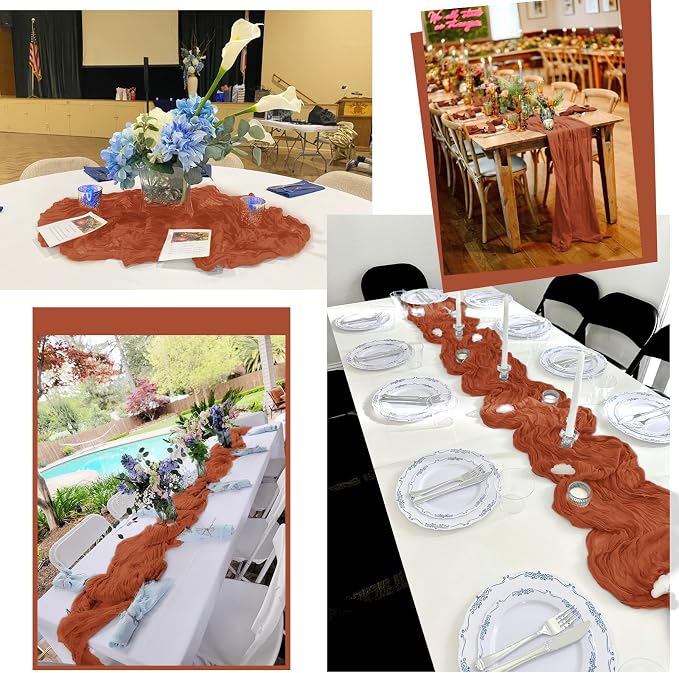 25 Pack Terracotta Fall Table Runner 17 x 108inch Cheesecloth Table Runner Boho - Image 7