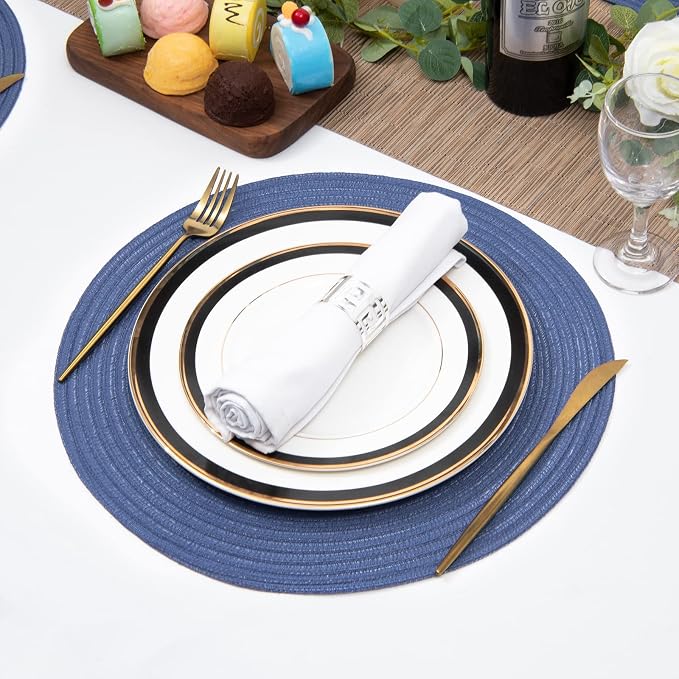 SHACOS Round Placemats Set of 6 Washable 15 inch Round Table Mats Cotton - Image 5
