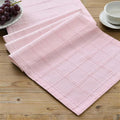 Linen Checked Farmhouse Table Runner, 13x90 Inches Pink | Raised Grid Design by ZEEMARTONLINE