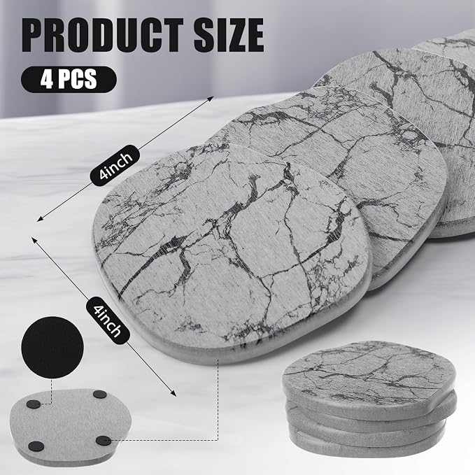 Diatomaceous Earth Coasters Set of 4，Cool Absorbent Quick-Dry Drink Coasters - Image 2