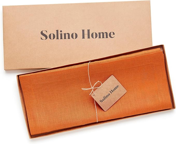Solino Home 100% Pure Linen Dining Table Runner Orange, Fete 14 x 108 in | - Image 5