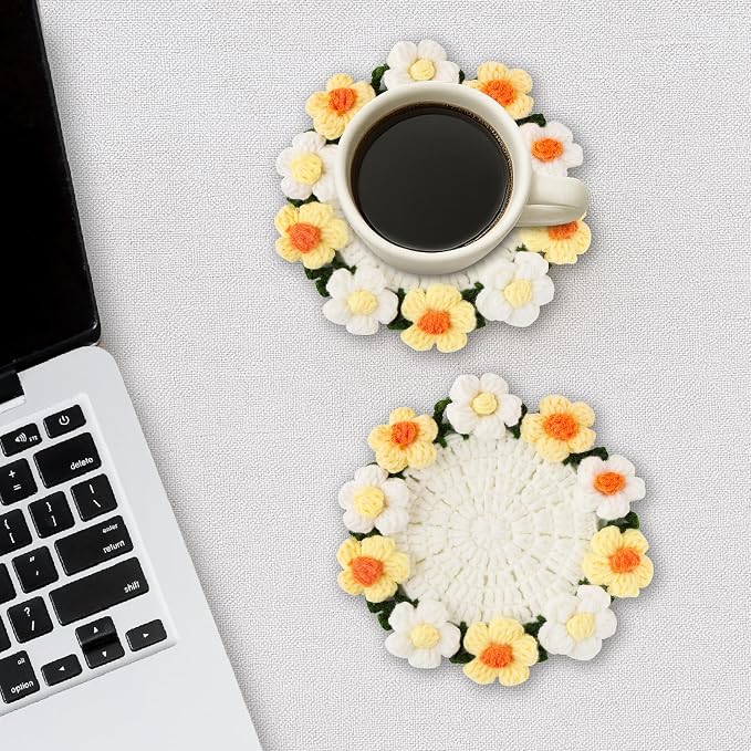 Crochet Flower Coasters, Handmade Bouquet Coasters - Image 5