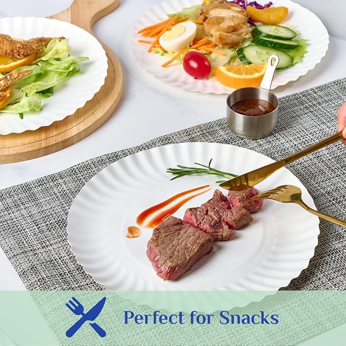 MUCHII 9 Inch Paper Plates, Large Disposable Plates, Everyday Dinner Plate - Image 5
