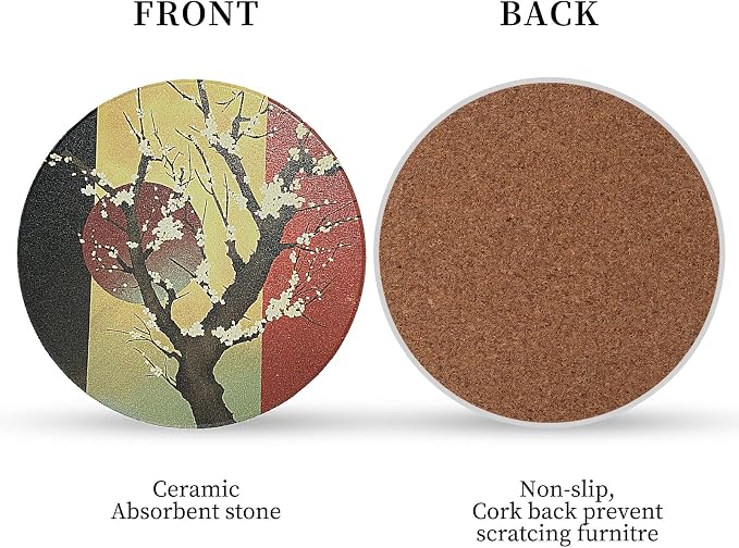 Ceramic Coasters Absorbent Non Slip 6pcs 4 Inch Coaster Ukiyo-e | Drink Coasters - Image 4