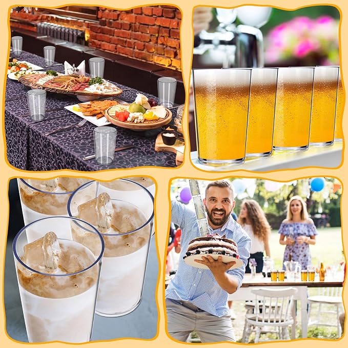 Meanplan 24 Pack Plastic Reusable Drinking Glasses Restaurant Grade 8 oz - Image 7