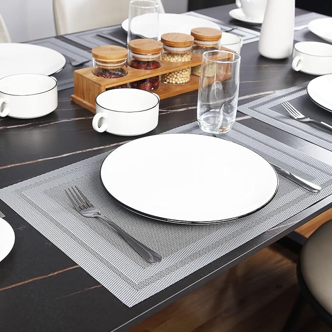 Placemats Set of 8, Vinyl PVC Heat Resistant Washable Placemats Set, Non Slip - Image 6
