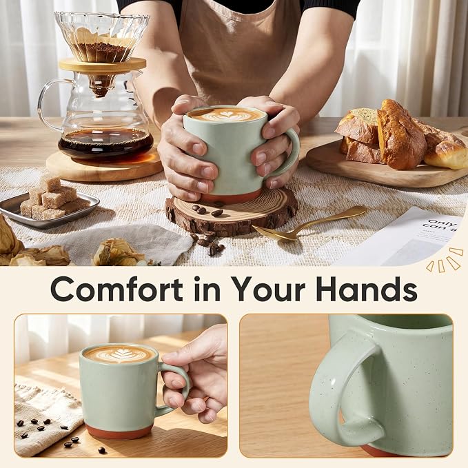 E-far Ceramic Coffee Mug Set of 6, 12oz Stoneware Coffee Cup - Image 6