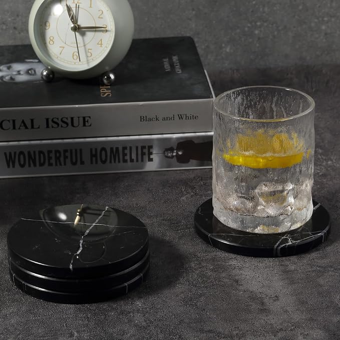 Marble Coaster Set of 4, Round Coasters, Heat Resistant, Gift Choice - Image 3