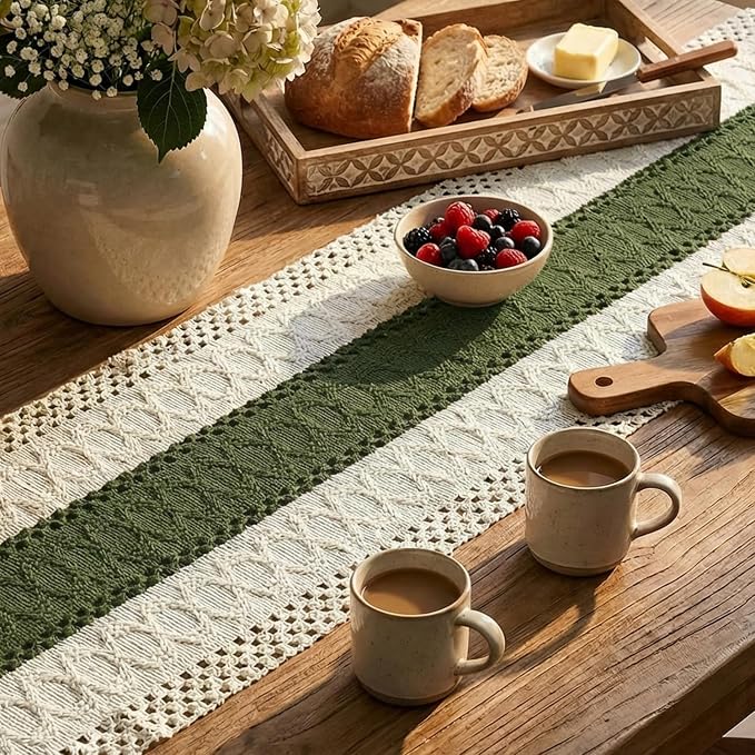 Artoid Mode Army Green Farmhouse Rustic Table Runner 12x108 Inch | Seasonal - Image 3