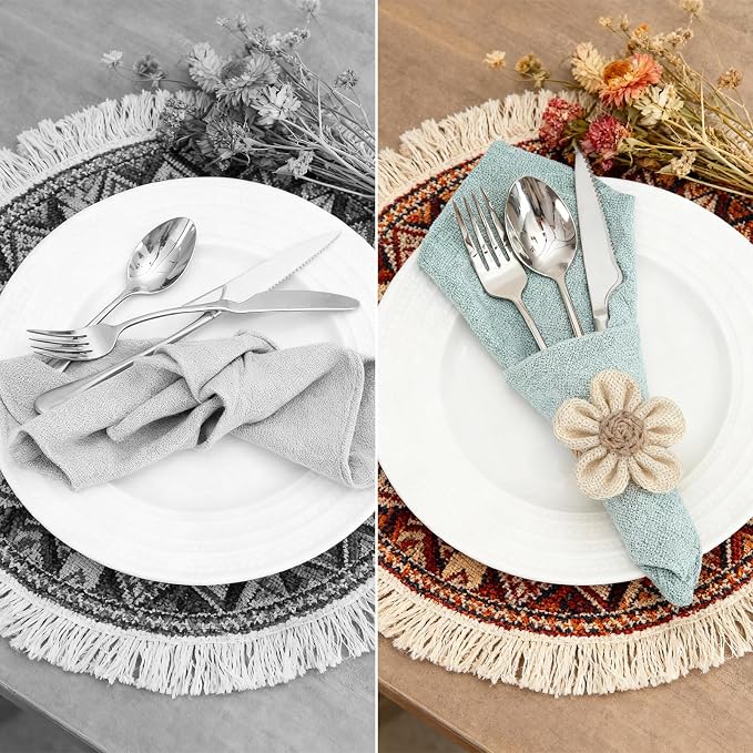 Napkin Rings Set of 12 Handmade Rustic Napkin Rings Reusable Boho Napkin Ring - Image 6