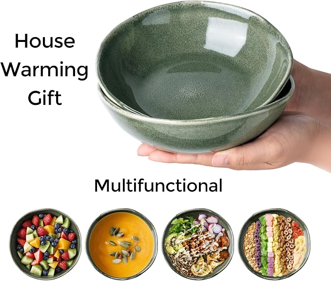 AmorArc Ceramic Cereal Bowls Set of 6, 24 oz Handmade Stoneware Bowls - Image 5