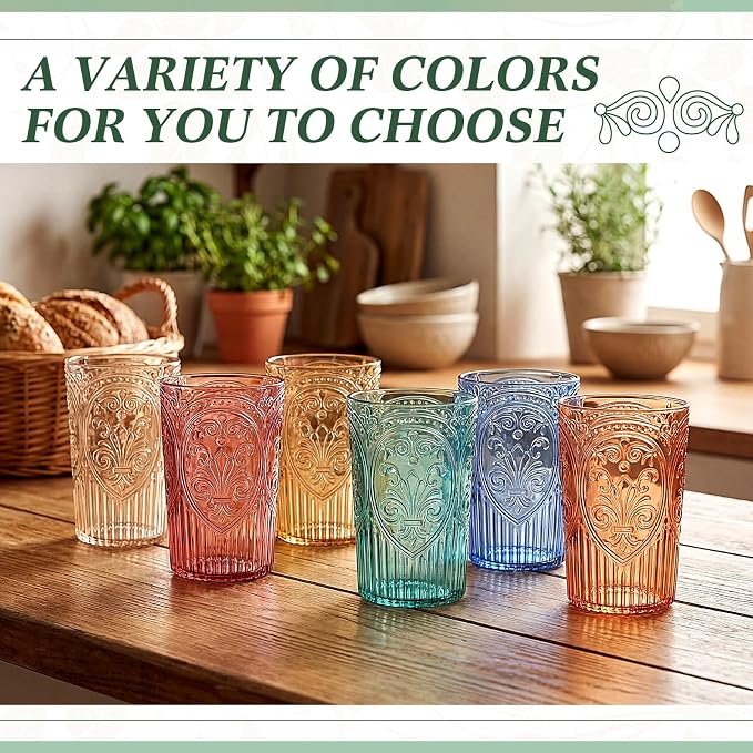 24 Pcs 16 oz Plastic Vintage Drinking Glasses Stemless Ribbed Highball Glasses - Image 4