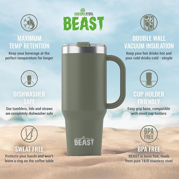 Beast 50 oz Tumbler with Handle Stainless Steel Vacuum Insulated Coffee Ice Cup - Image 6
