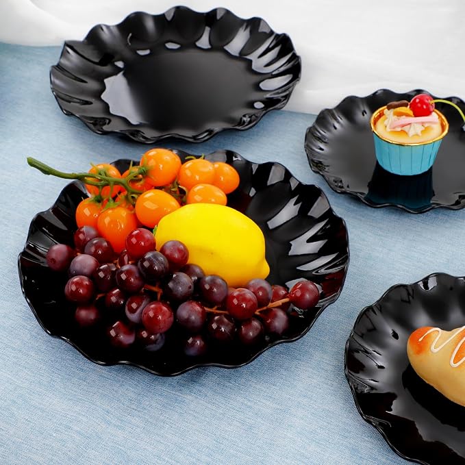 LIYH 24 Pcs Black Reusable Plastic Plates – Unbreakable Camper Dishes, - Image 9