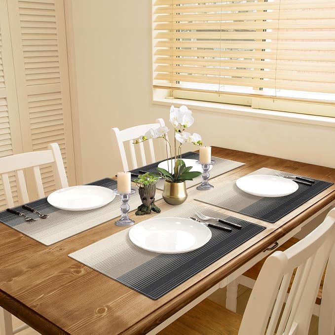 Emvency Farmhouse Placemats Set of 4, 12x18 Inch, Geometric Modern | Striped - Image 5