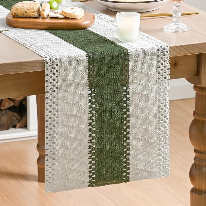 Artoid Mode Army Green Farmhouse Rustic Table Runner 12x60 Inch | Seasonal by ArtoidMode