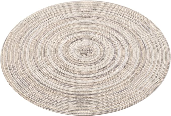 SHACOS Round Braided Placemats 15 inch Set of 4 Variegated Washable Kitchen - Image 3